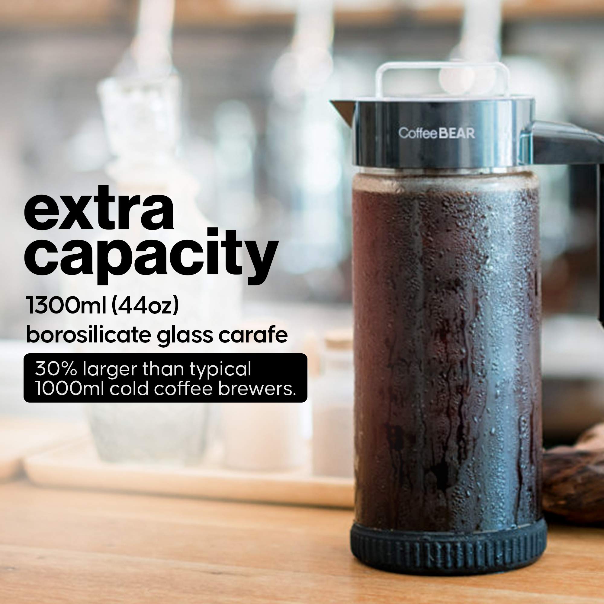 COFFEE BEAR flavor-sealing lid keeps cold brew fresh longer.