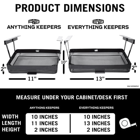 COFFEEKEEPERS metal slide-out drawer mounted under desk with 11x10x2.5 inch space