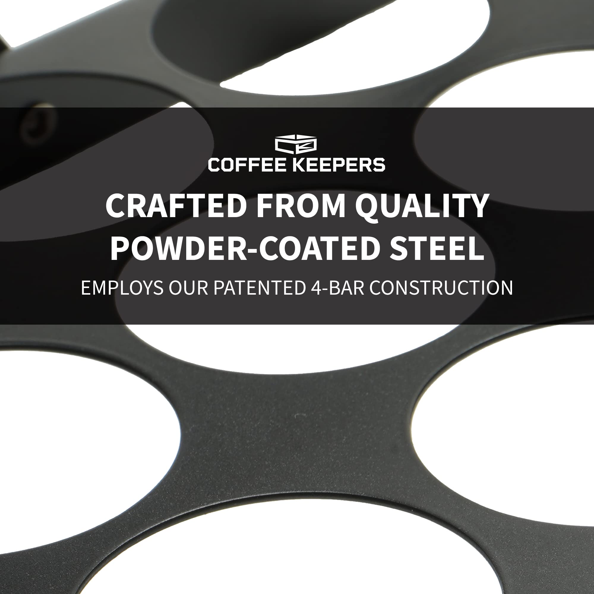 COFFEEKEEPERS under-cabinet mount keeps pods organized and accessible
