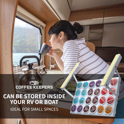 COFFEEKEEPERS swing-down access simplifies grabbing a pod.
