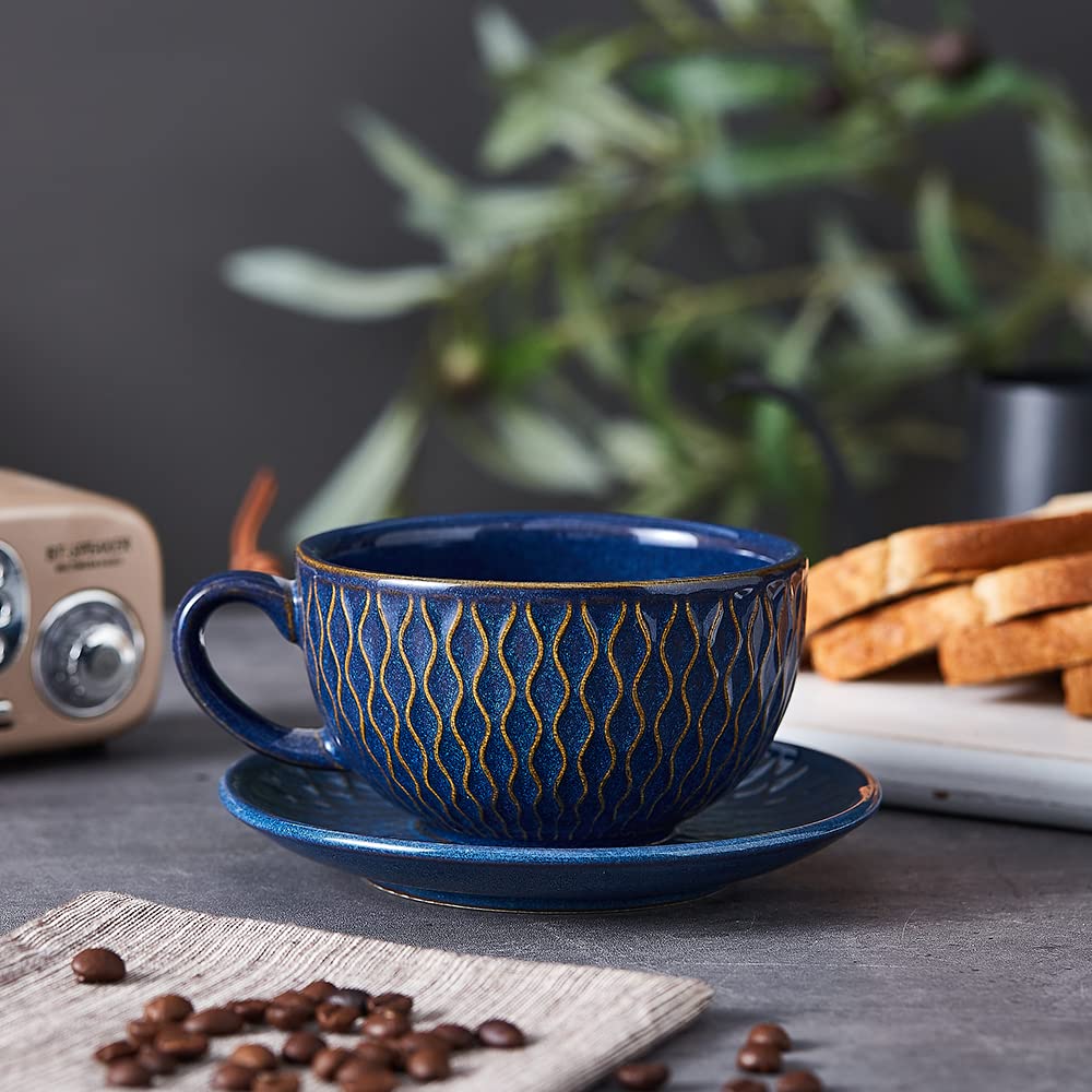 Coffeezone 12oz ceramic cup keeps coffee warm with thick body.