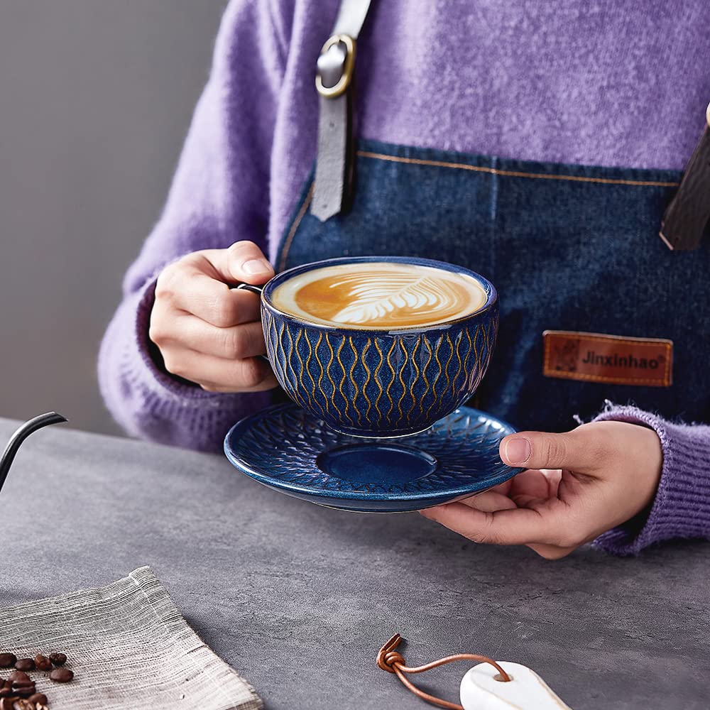 Coffeezone ceramic latte art cup, round bottom helps pour smooth designs.