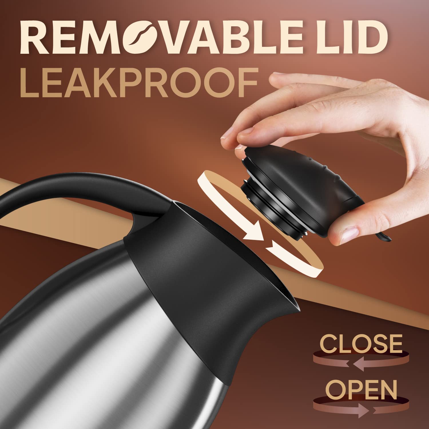 Coffmax glass-free stainless steel body blends durability with modern look.