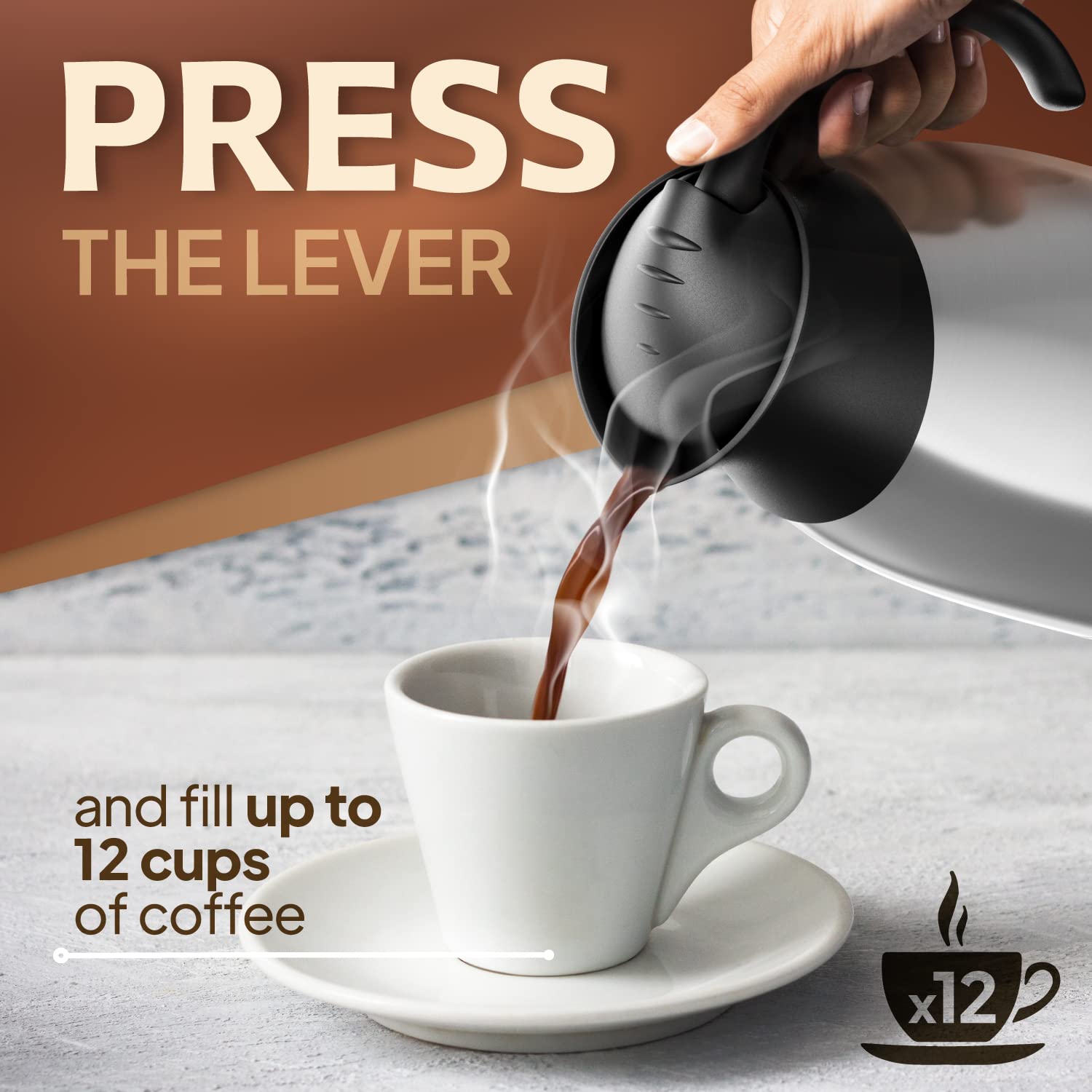Coffmax leak-proof lid design prevents drips during serving.