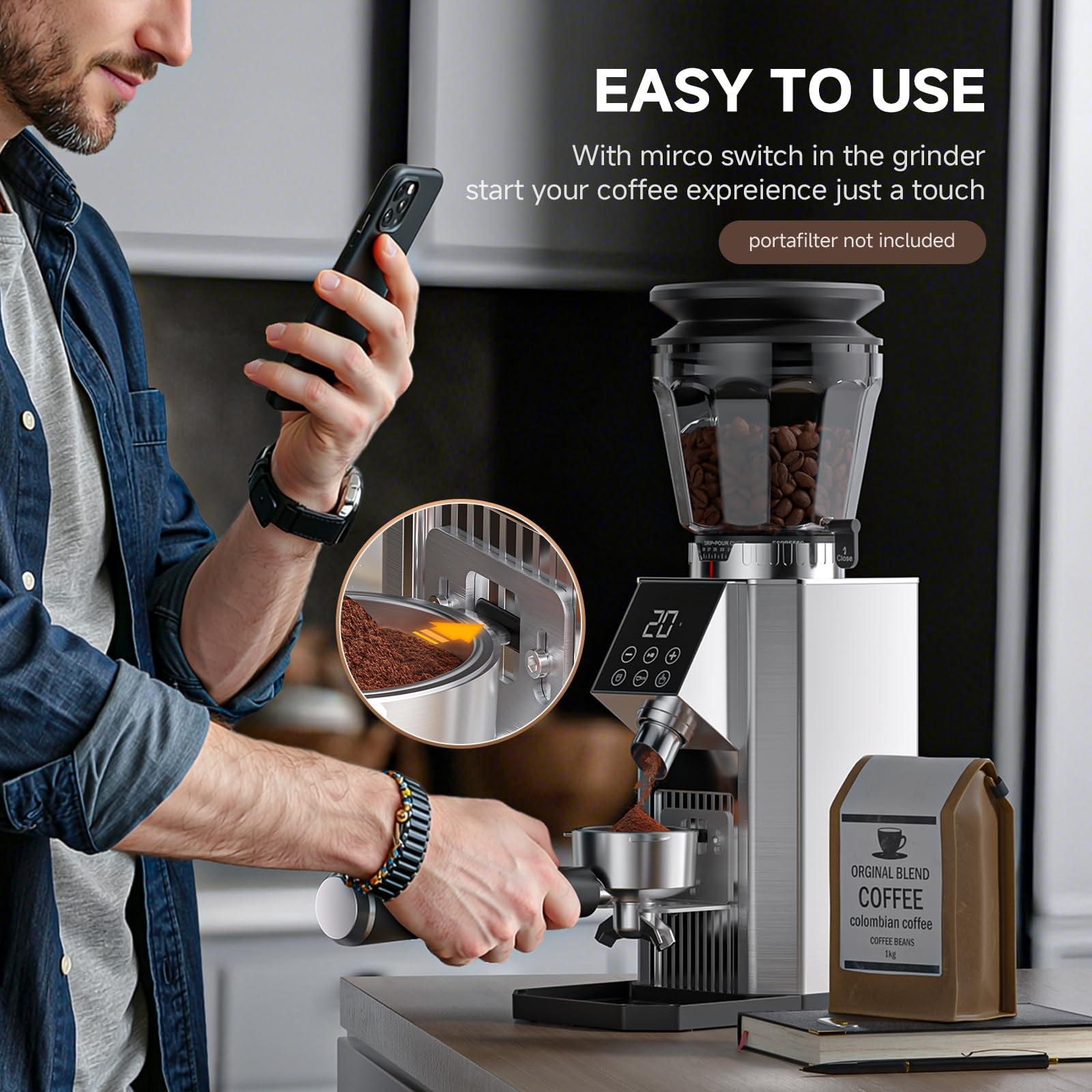 COFIBREWS 40 mm conical burrs provide consistent grind
