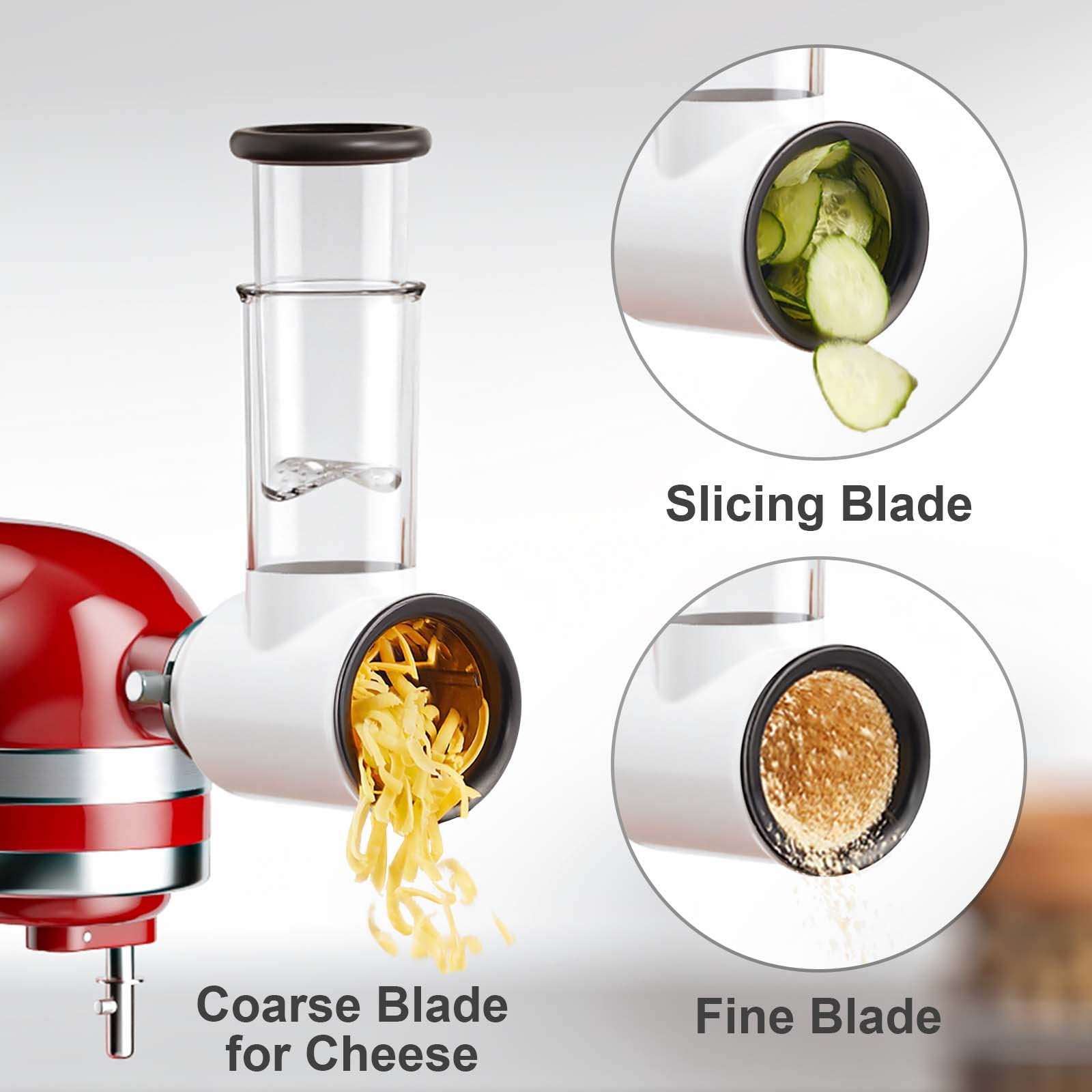 Cofun 3mm fine shredding blade for KitchenAid creates delicate toppings.