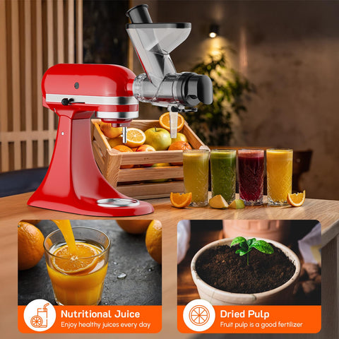 Cofun compatibility with KitchenAid stand mixers in action for versatile juicing tasks.