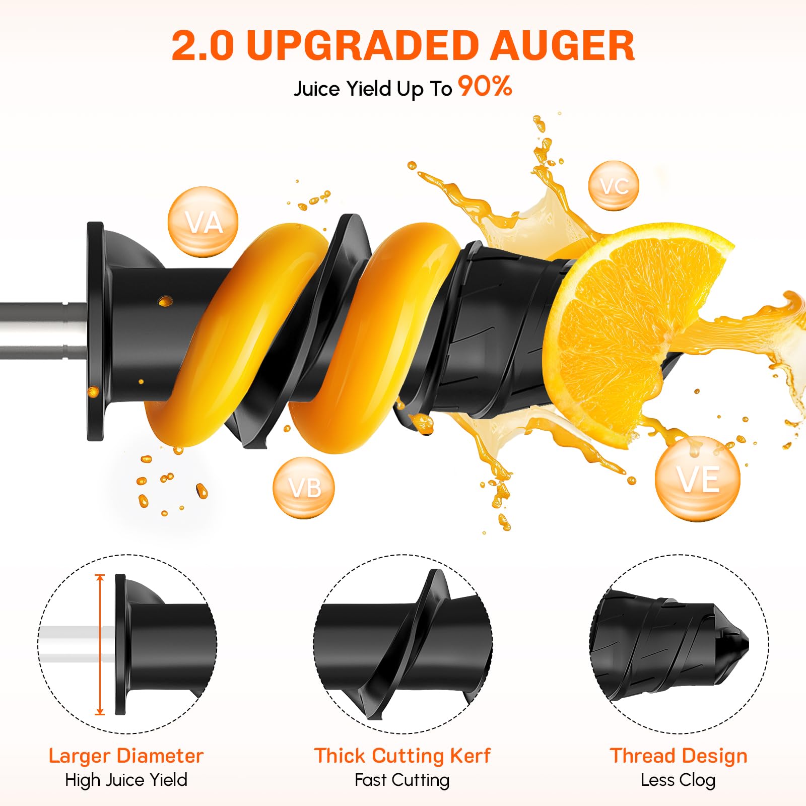 Cofun dual-feed chutes assembly demonstrates efficient juicing setup with larger ingredients.