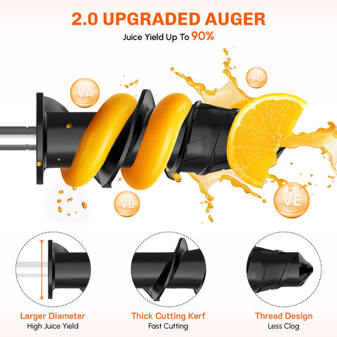 Cofun dual-feed chutes assembly demonstrates efficient juicing setup with larger ingredients.