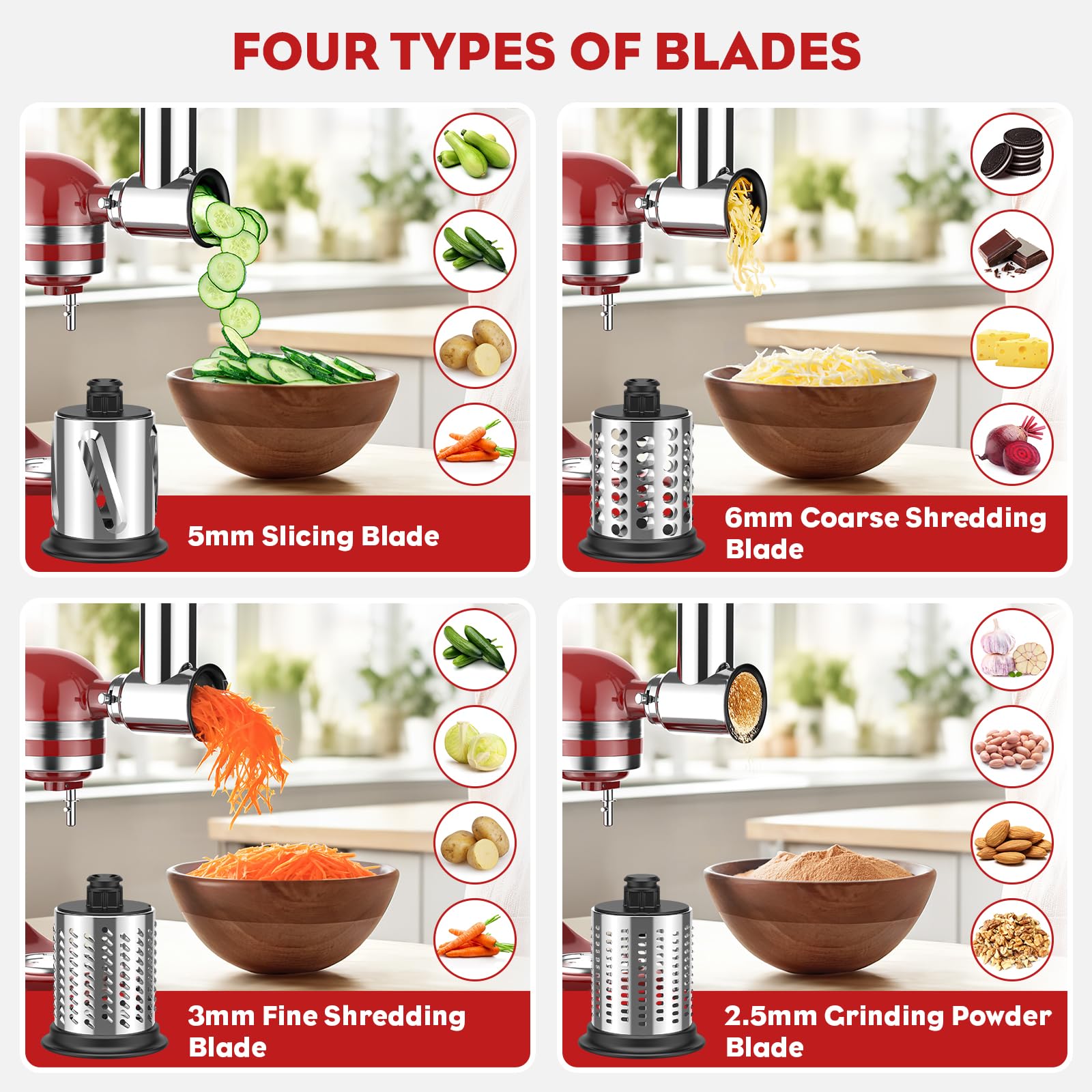 Cofun four grinding plates for customizable meat texture.