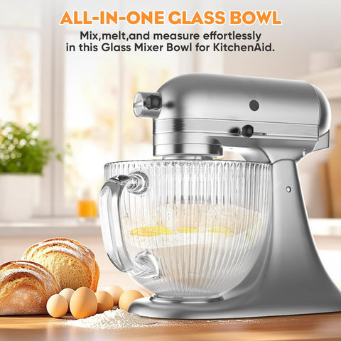 Cofun glass mixer bowl shown in dishwasher-safe design for easy cleanup