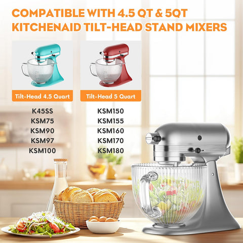 Cofun glass mixer bowl transparency with measurement markings for precise timing