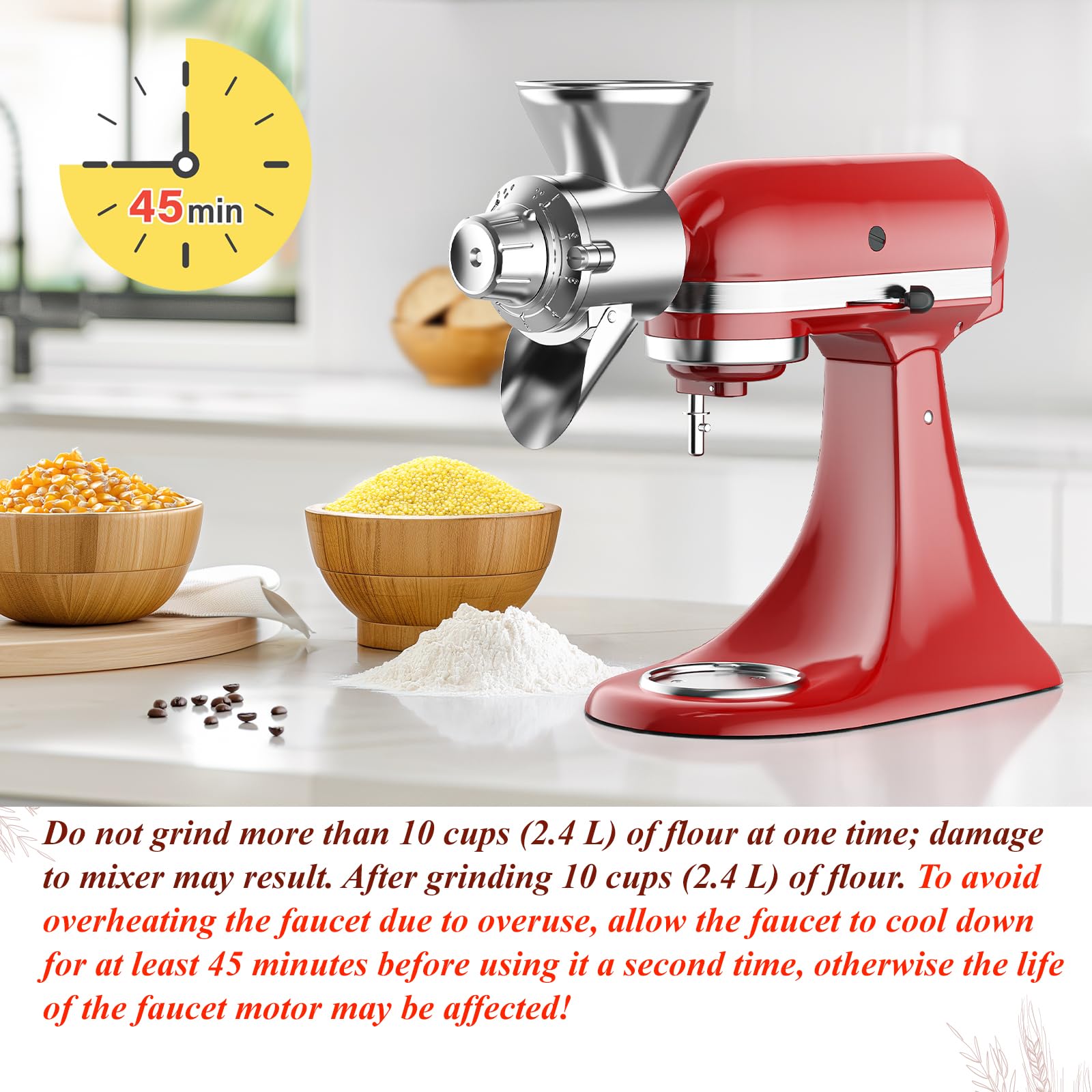 Die-cast aluminum body of Cofun grain mill attachment for durability