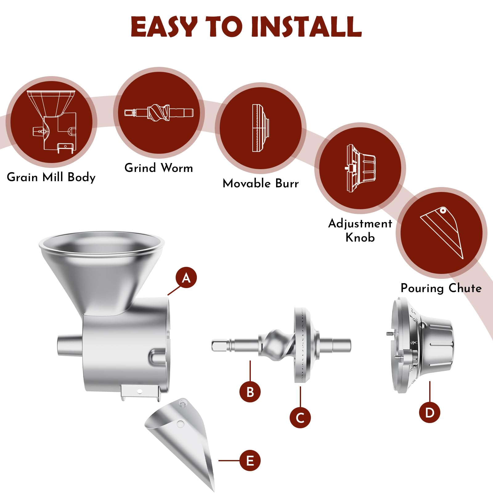 Soft-bristle brush included with Cofun grain mill attachment for cleaning residue