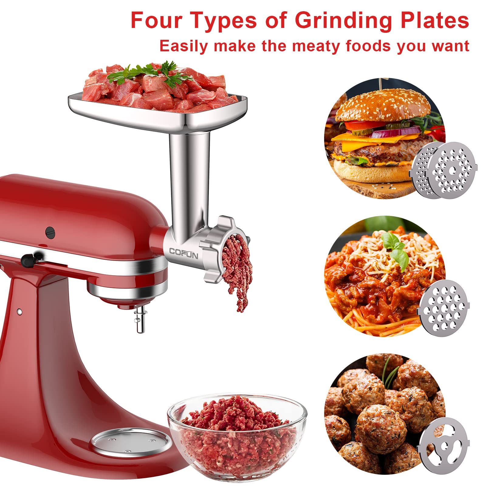 Cofun meat grinder plates, multiple grind sizes for customized texture
