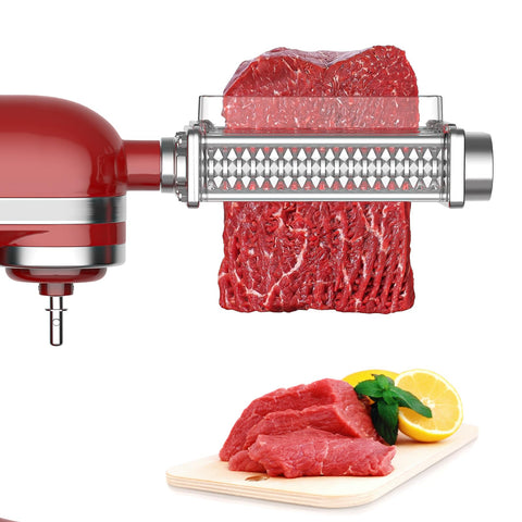 Cofun meat tenderizer attachment for KitchenAid, side view, boosts flavor uptake and speeds prep