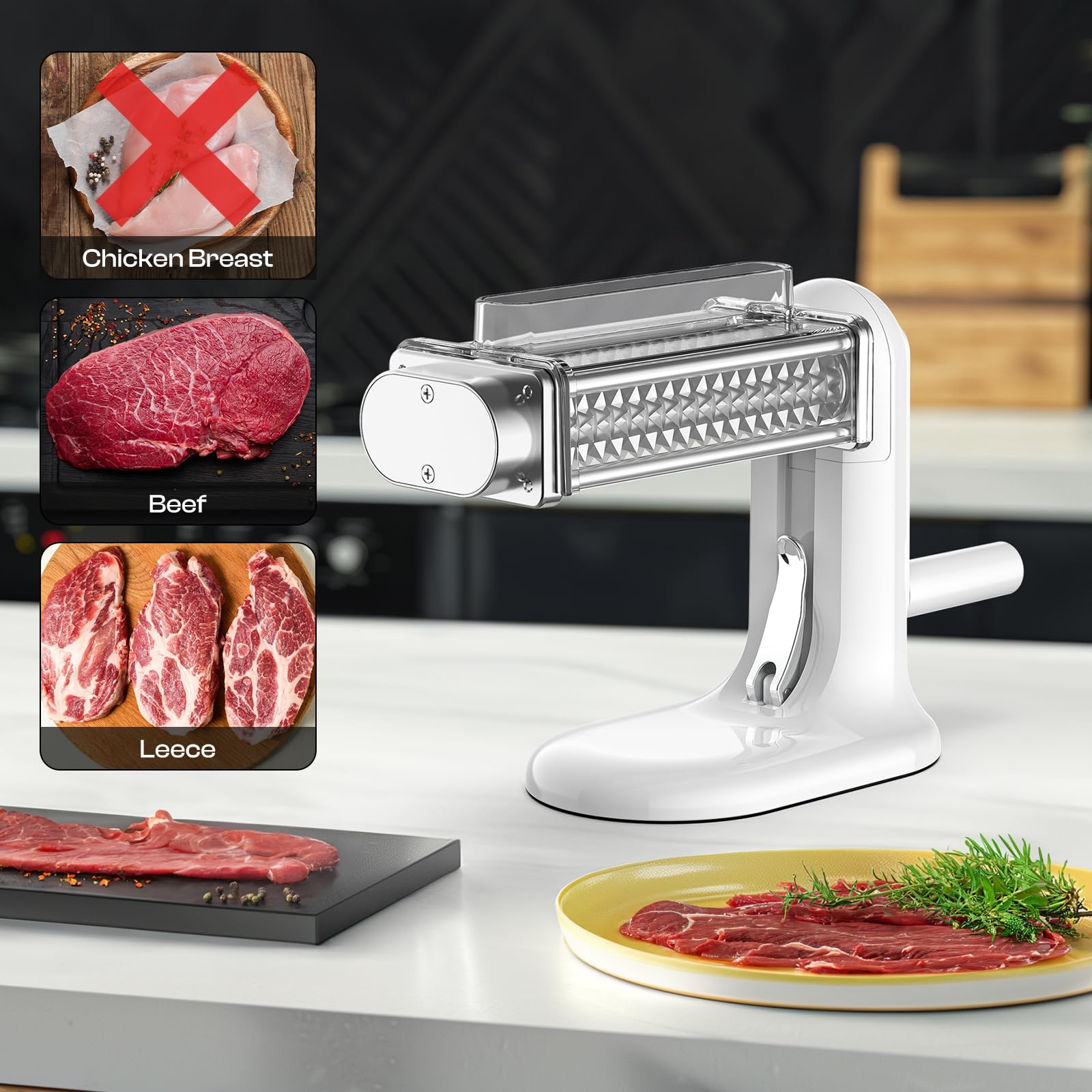 Cofun meat tenderizer with suction base stays stable on smooth countertops