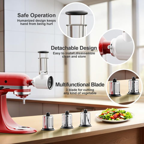 Cofun blade close-up highlighting stainless steel blades for precise slicing and shredding