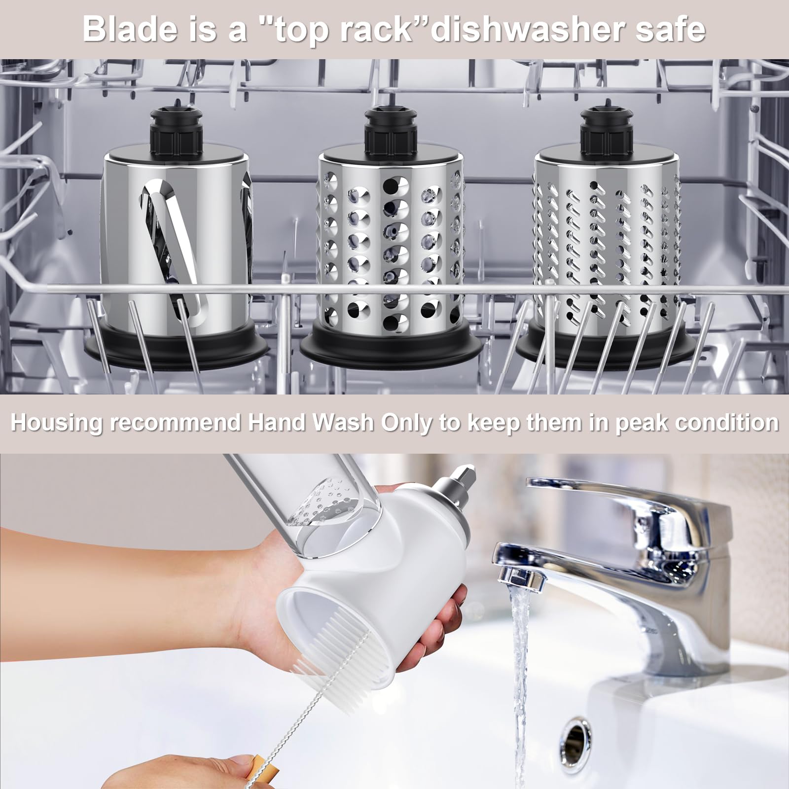 Cofun unit after use showing easy cleaning with top-rack dishwasher safe blades