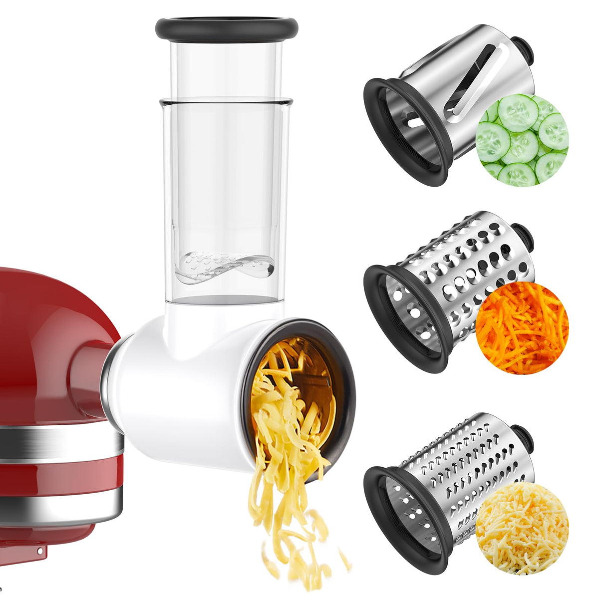 Cofun Slicer Shredder attachment front view for quick prep with KitchenAid