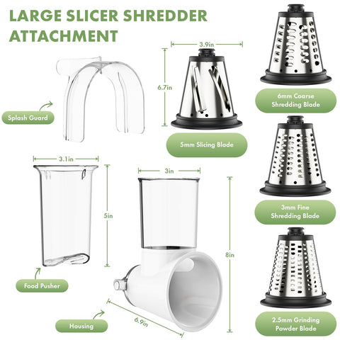Upgraded splash guard on Cofun attachment reduces splatter during shredding.