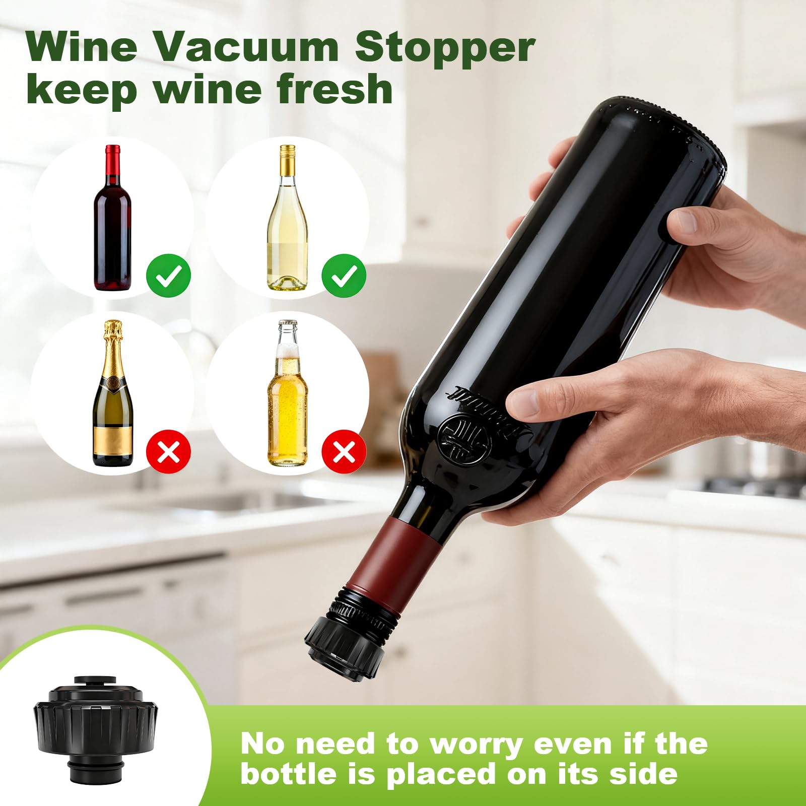 Cofun wine stopper included for preserving open bottles after sealing.