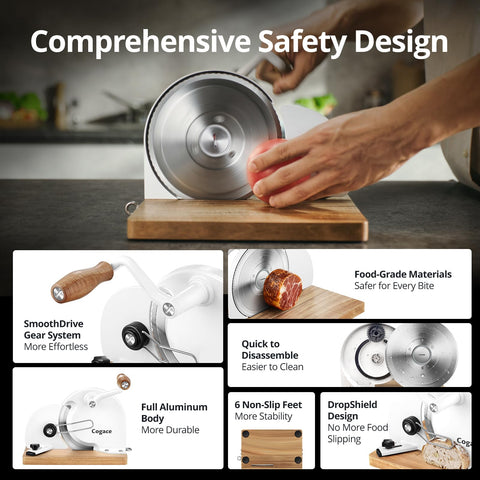 Cogace drop shield prevents slices from slipping during cutting