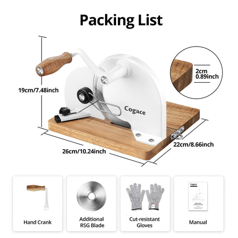 Cogace multi-purpose slicer for bread, cheese, and fruits