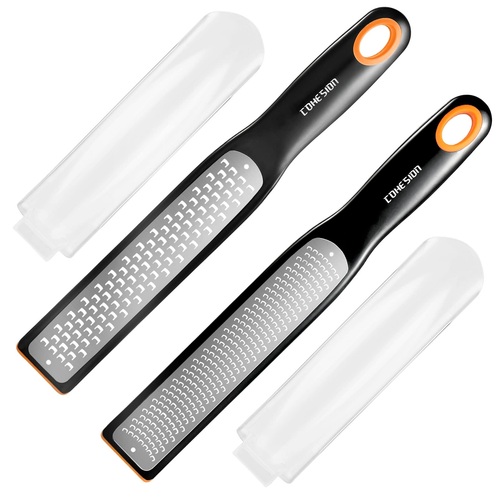 Cohesion etched zester-grater set 2 lemon zest in action for bright citrus flavor