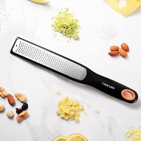 Cohesion etched zester-grater with snap-on cover for safe storage