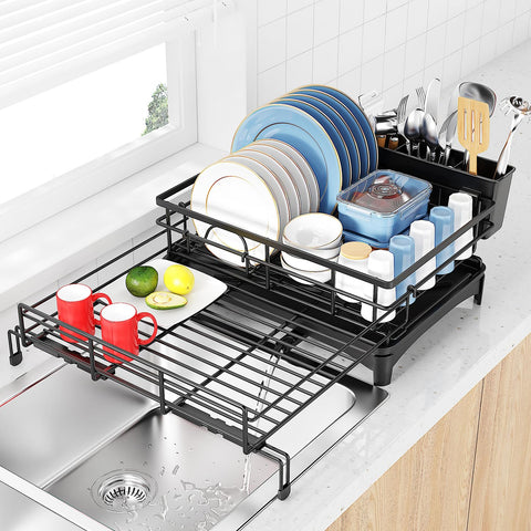 COHOSEGE large dish drying rack over sink with extended capacity for busy kitchens.