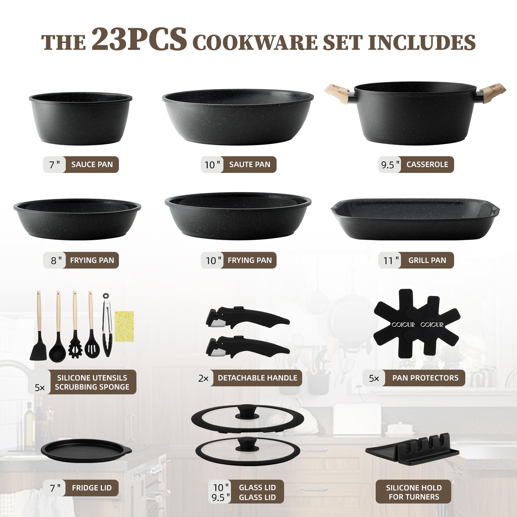 Coicur ceramic nonstick coating for easy release and quick cleanup.