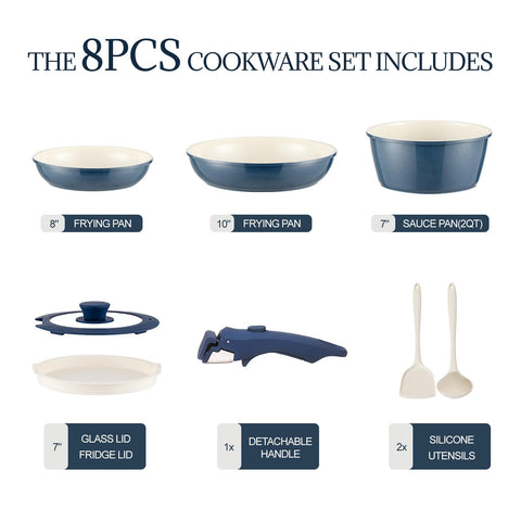 Coicur detachable-handle system shown for quick transfer between stove and oven