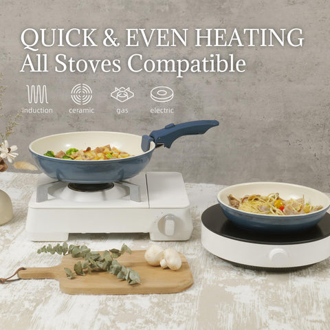 Coicur ceramic cookware being cleaned in a dishwasher for easy cleanup