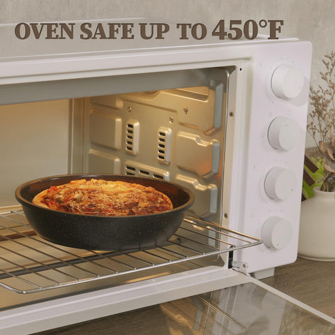 Coicur dual-sided coating helps food slide off with a quick wipe.