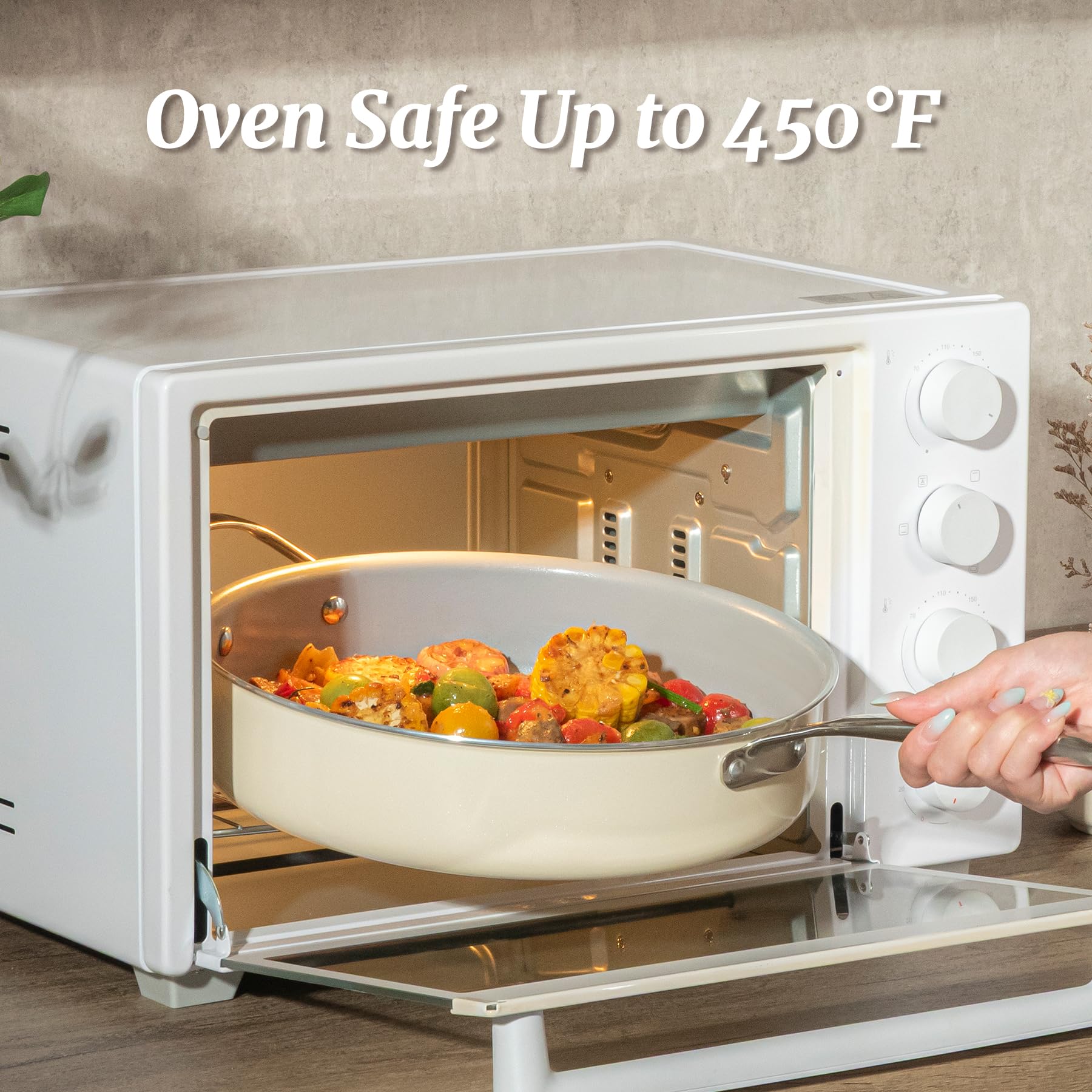 Coicur induction-compatible base heats evenly on all cooktops.