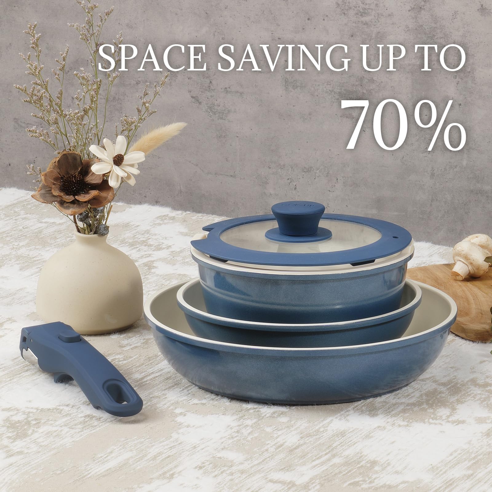 Coicur non-stick ceramic coating close-up highlights easy food release