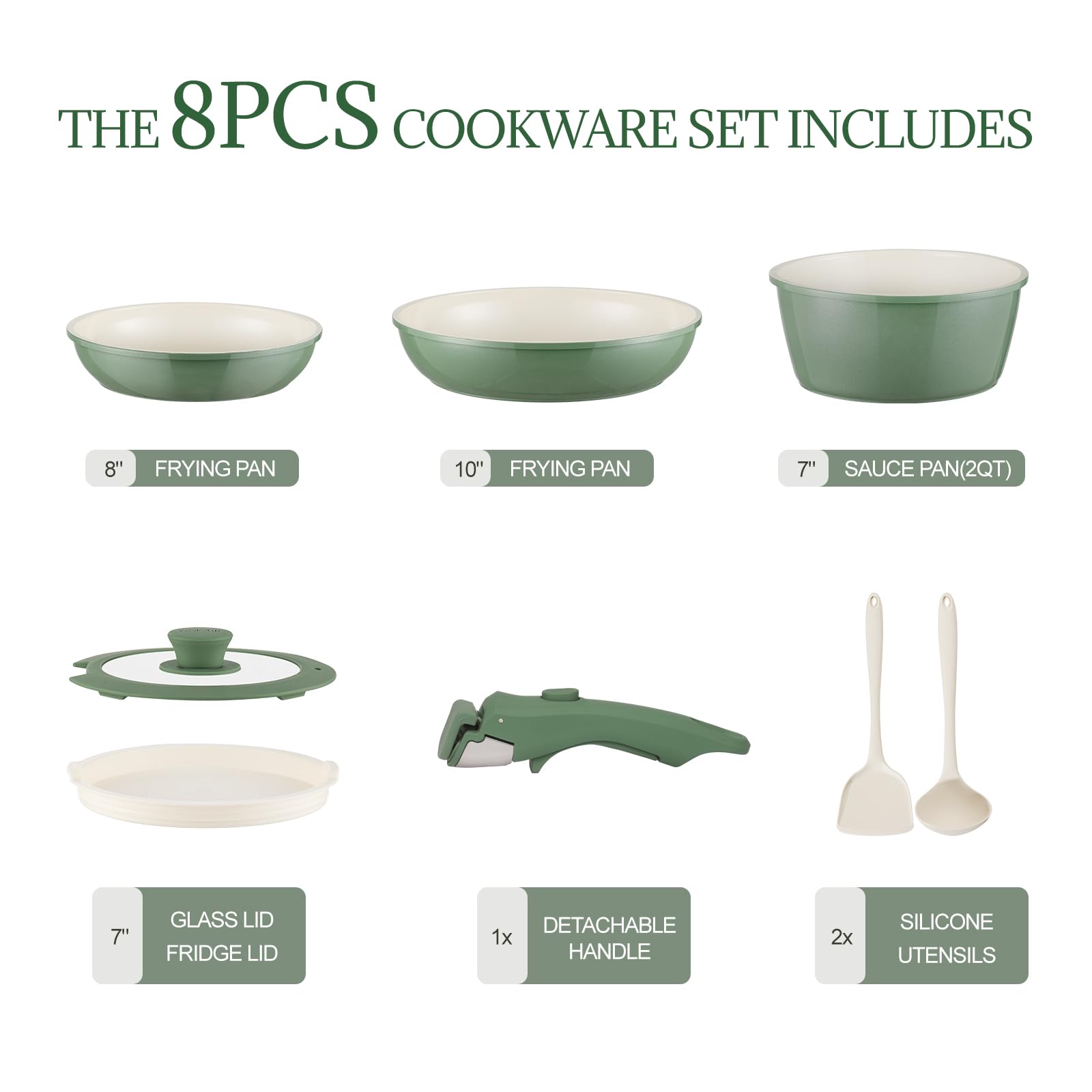 Coicur pots and pans with detachable handle for seamless stove-to-oven transfer