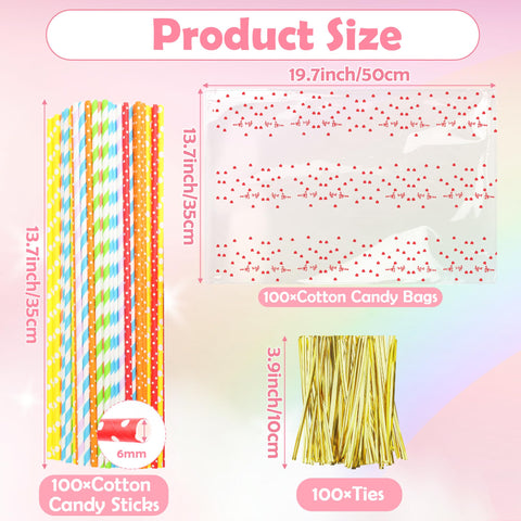 Coitak cotton candy bags with ties, durable and tear-resistant for reliable treats packaging.