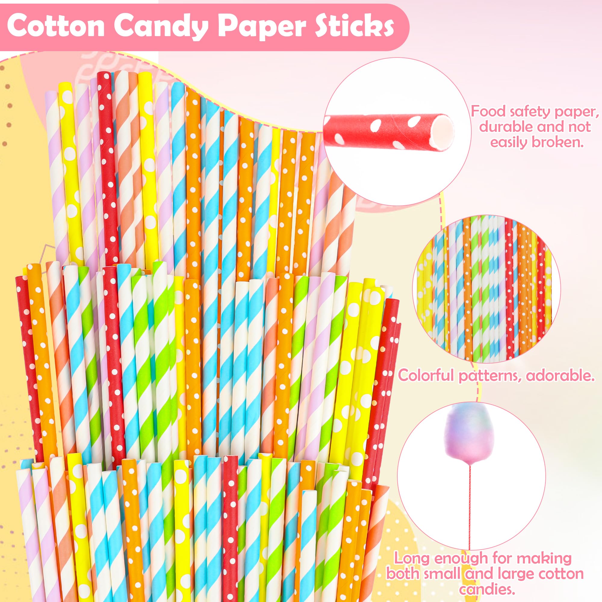 Coitak sturdy paper cones hold cotton candy securely without bending.