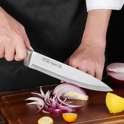 Cokinutvalleyus purple bread knife showing serrated edge for clean slices.