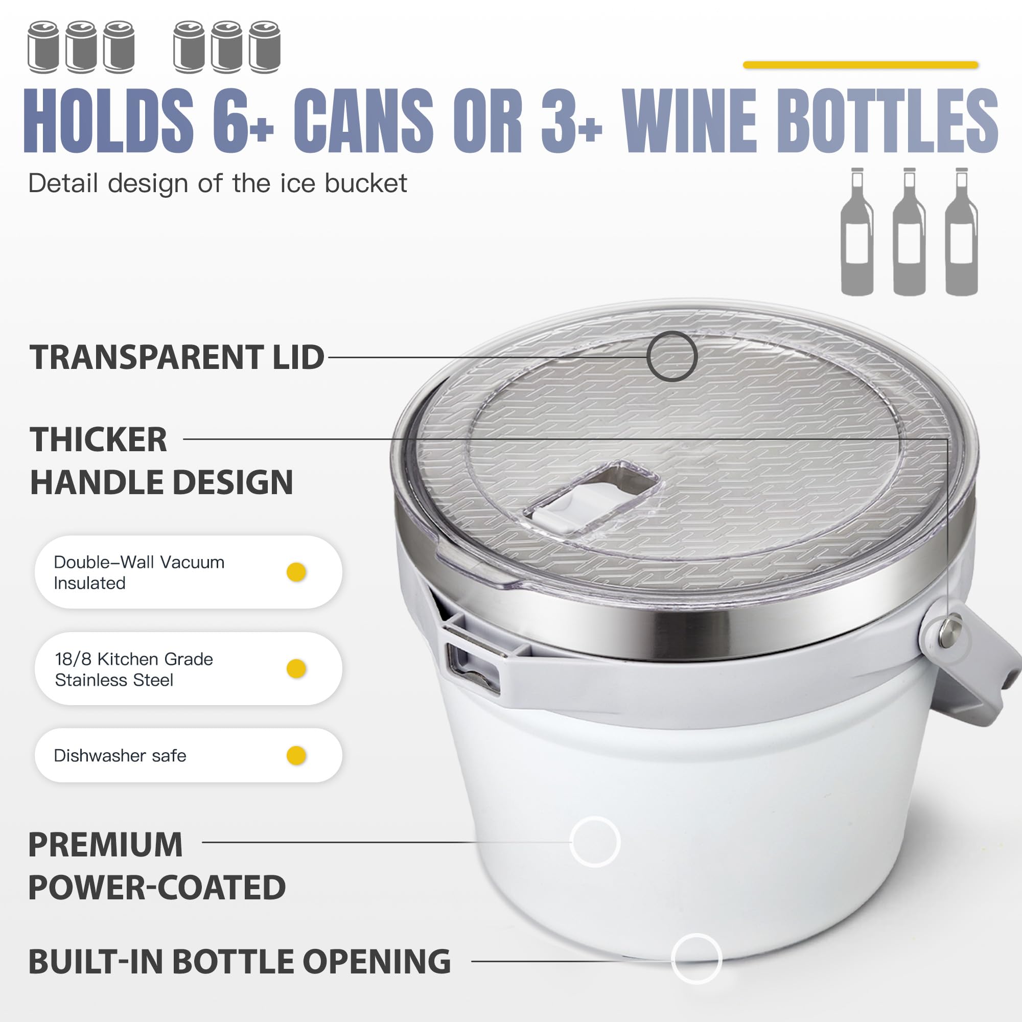 COKTIK stainless steel bucket interior resists rust and cleans easily