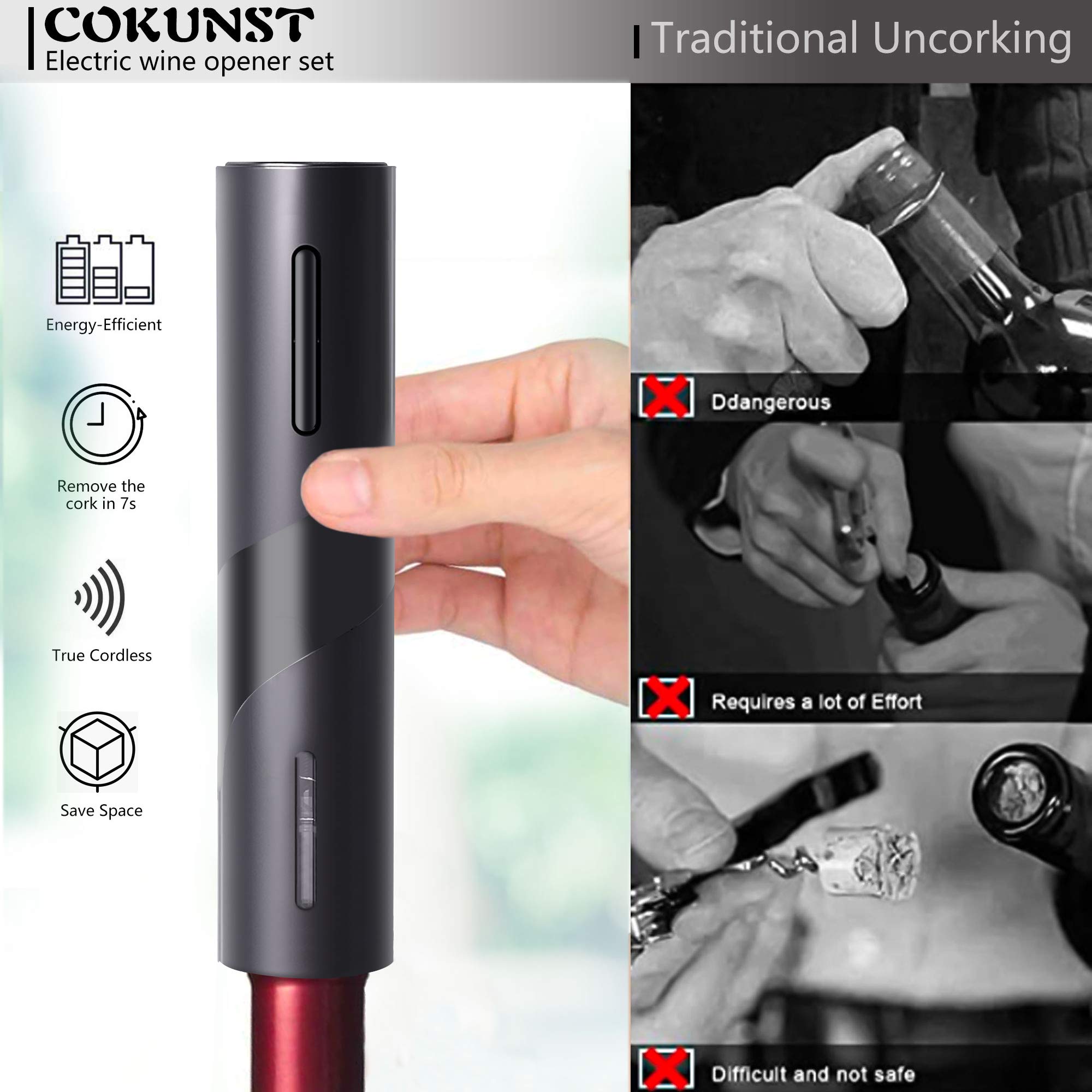 COKUNST vacuum stoppers help preserve wine freshness after opening.