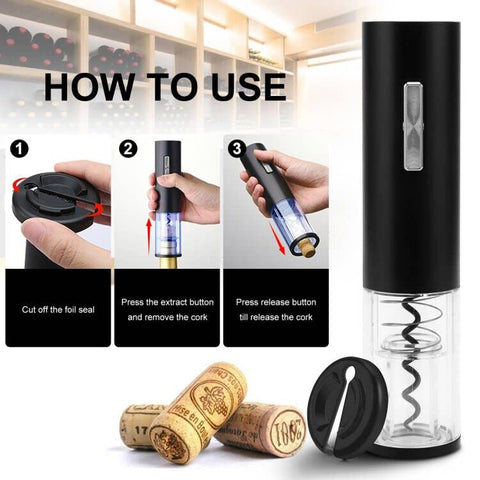 COKUNST electric wine opener displaying blue LED light during cork extraction