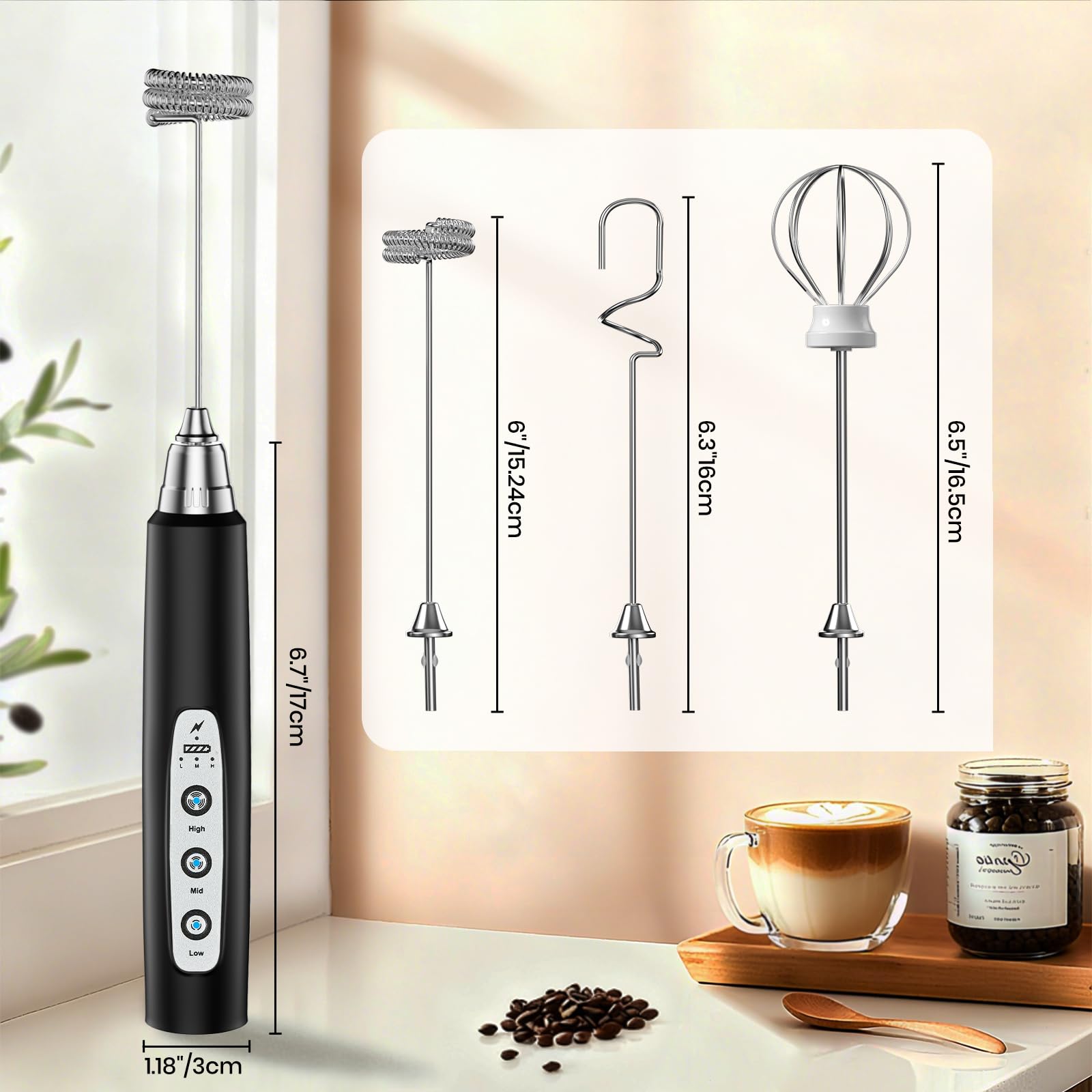 Colarlemo milk frother with color options to match kitchen style.