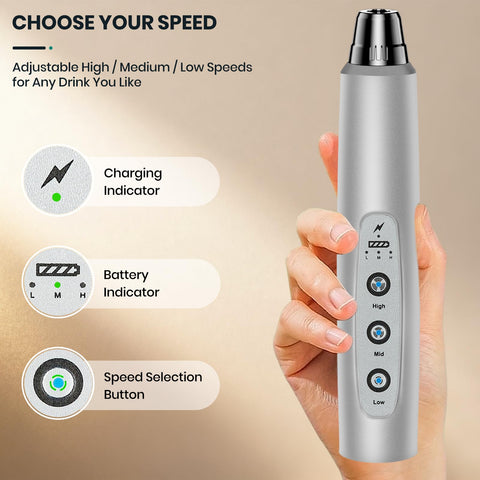 Colarlemo three whisk heads enable frothing, whipping, and blending tasks, including eggs.