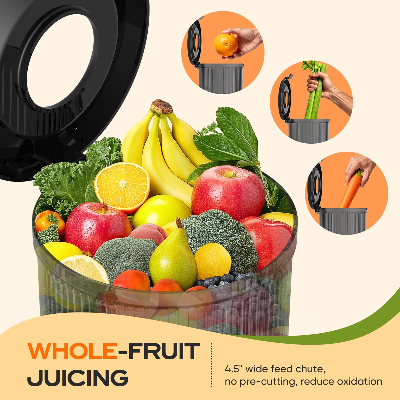 PSIIDAN cold-press juicer at 65rpm preserves nutrients and flavor.