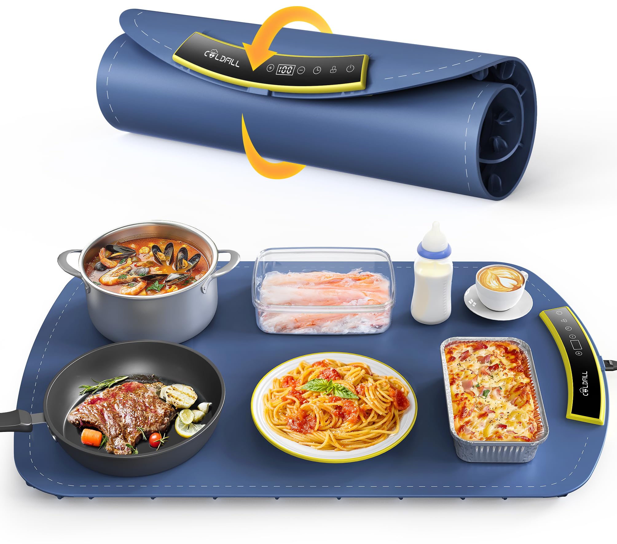 COLDFILL warming mat buffet setup ideal for parties and events