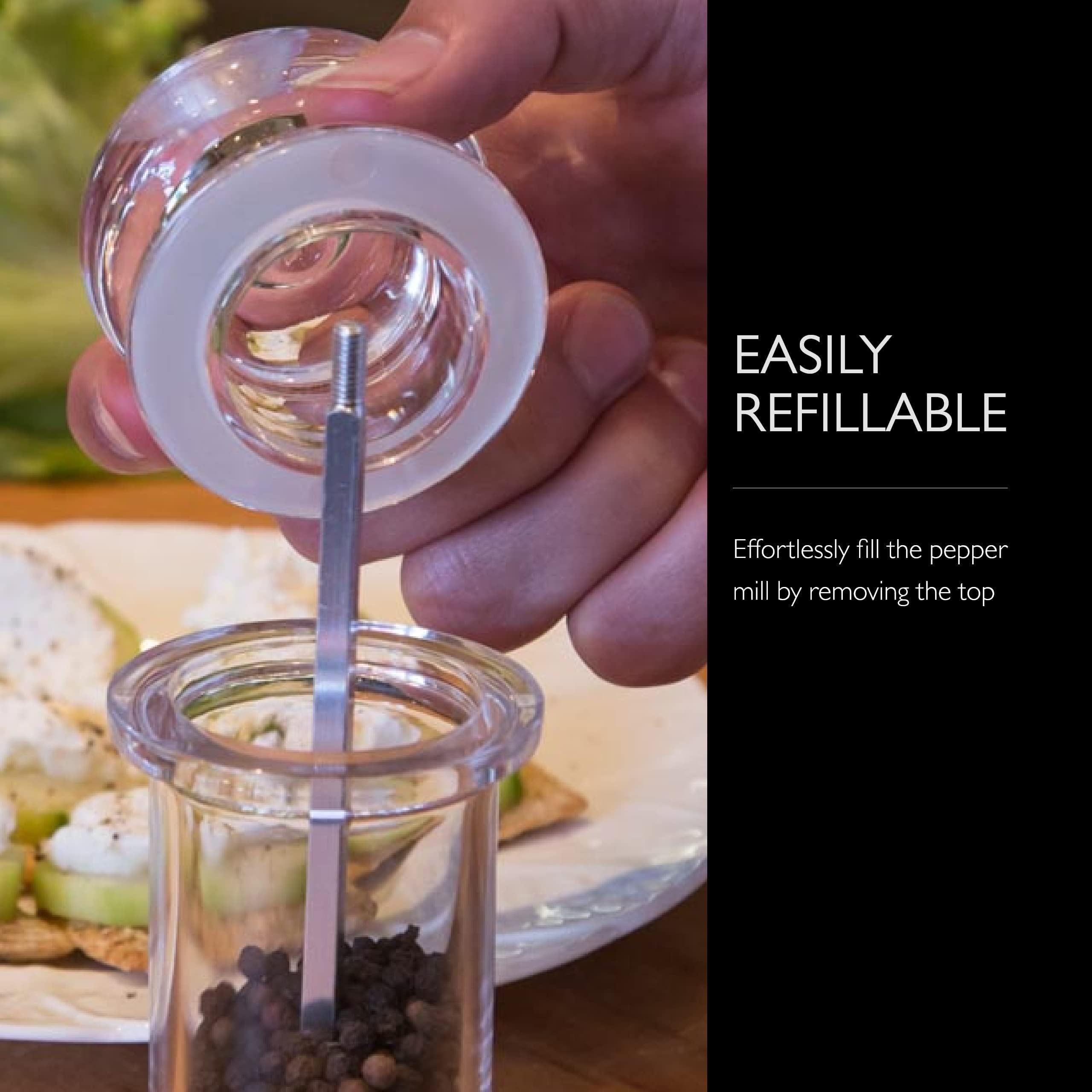 Cole & Mason 505 top-off refill feature simplifies pepper replenishment.