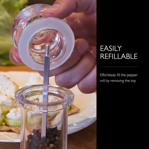 Cole & Mason 505 top-off refill feature simplifies pepper replenishment.
